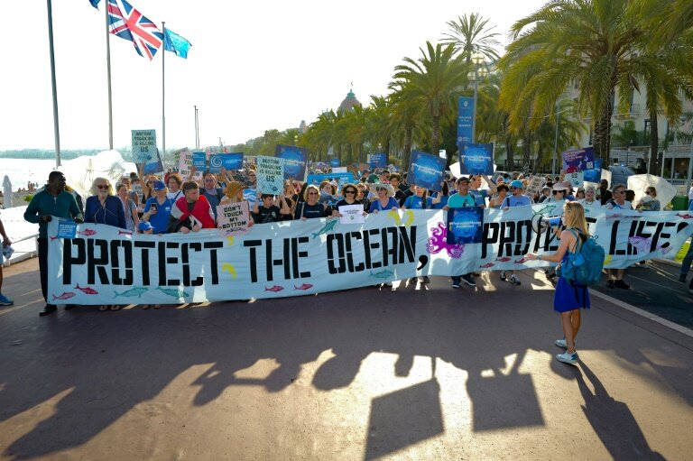 Une Marche Bleue sur la Promenade des Anglais à Nice avant la Conférence des Nations unies sur les océans (Unoc3), le 7 juin 2025 © Valery HACHE