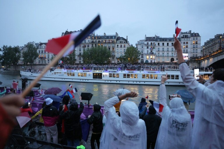 Pendant la cérémonie d'ouverture des Jeux olympiques de Paris le 26 juillet 2024 © ANN WANG