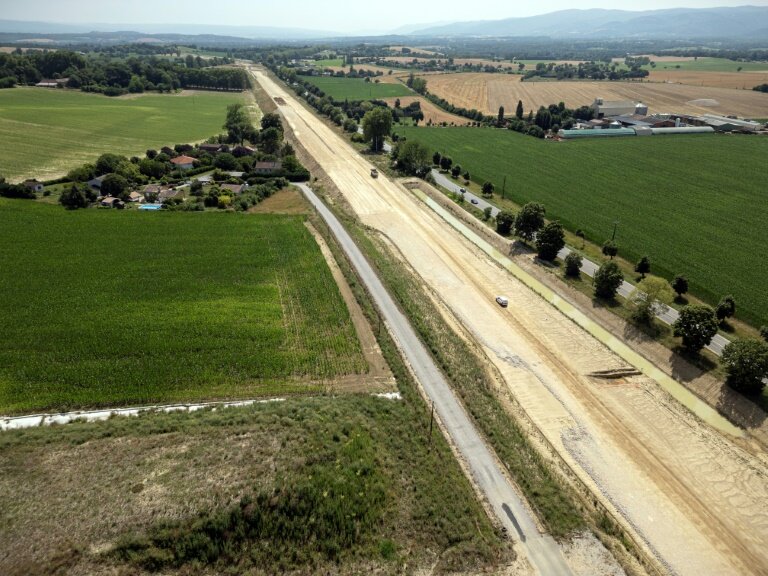 Le chantier de l'A69, vers Verfeil (Tarn-et-Garonne), le 24 juin 2025 © Lionel BONAVENTURE
