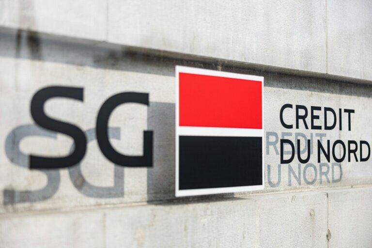 Facade d'une agence de la Société Générale à Lille le 25 mars 2025. © Sameer Al-DOUMY