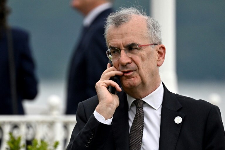 Le gouverneur de la Banque de France François Villeroy de Galhau, lors d'une rencontre des ministres des Finances du G7 à Stresa en Italie, le 24 mai 2024 © GABRIEL BOUYS
