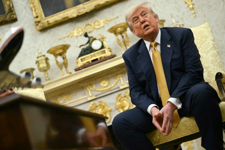 Le président américain Donald Trump dans le Bureau ovale de la Maison Blanche mercredi 16 juillet 2025 © ANDREW CABALLERO-REYNOLDS