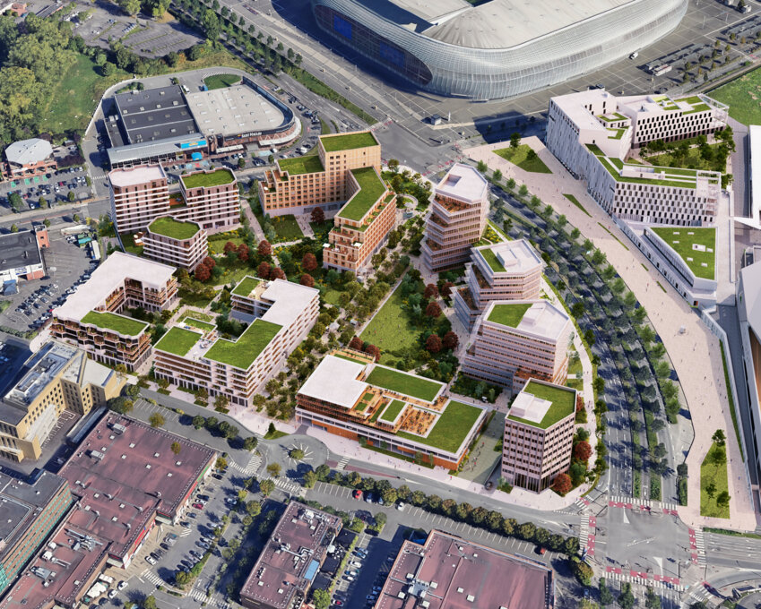 Le quartier Novéa Parc ressemblera à cela, et sera livré entre 2029 et 2031. ©Aventim