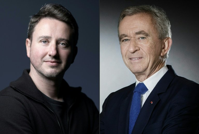 Combo photo avec l'économiste Gabriel Zucman et le milliardaire Bernard Arnault qui s'oppose à son idée de taxe sur les plus hauts patrimoines, le 20 septembre 2025 © JOEL SAGET
