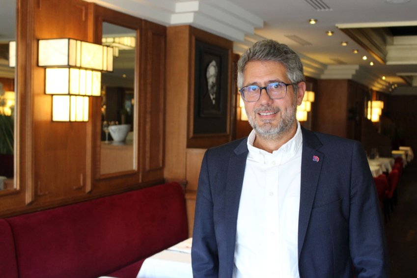 Nicolas Blangy, président du Medef de la Somme, à la brasserie Jules d'Amiens pour la traditionnelle rentrée économique.