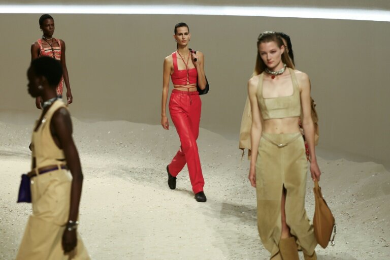 Présentation des créations Hermès pour la collection Prêt-à-porter Femme Printemps-Été 2026 lors de la Fashion Week de Paris, le 4 octobre 2025 © Thibaud MORITZ