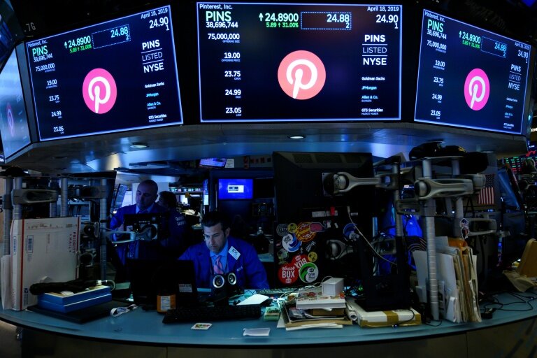 Le réseau social américain Pinterest avait fait son entrée au New York Stock Exchange (NYSE) le 18 avril 2019. © Johannes EISELE