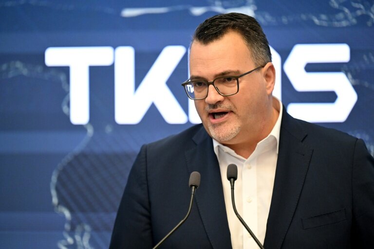 Oliver Burkhard, patron de ThyssenKrupp Marine Systems (TKMS) lors de l'introduction à la Bourse de Francfort, le 20 octobre 2025 © Kirill KUDRYAVTSEV