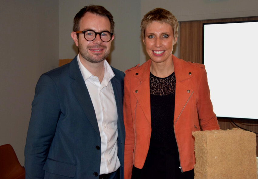 Pierre Vion, co-fondateur et président de Fiboo, et Caroline Poissonnier, co-dirigeante du groupe Baudelet.