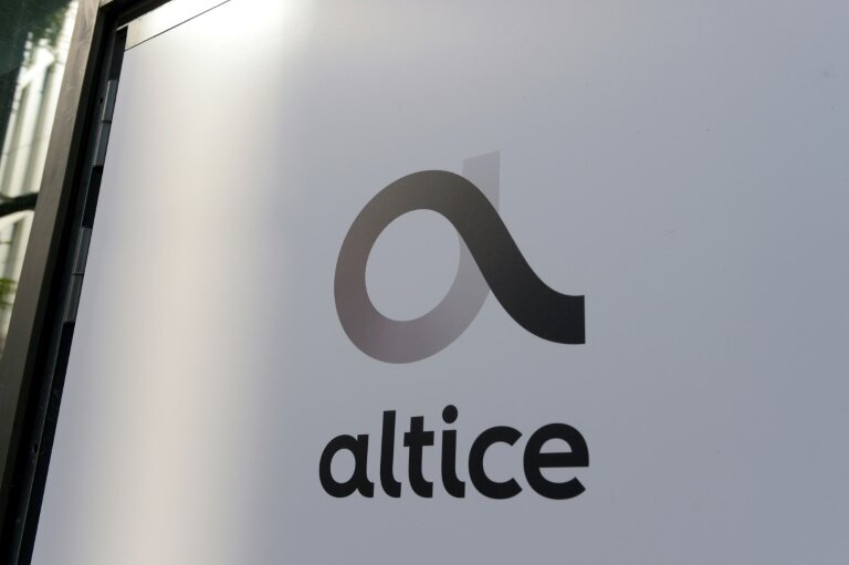 Logo du groupe Altice, le 11 avril 2019 à Paris © ERIC PIERMONT
