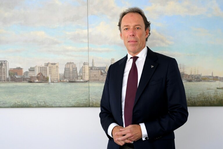 Le PDG du port d'Anvers, Jacques Vandermeiren, au siège de l'autorité portuaire, à Anvers le 21 novembre 2025 © Nicolas TUCAT
