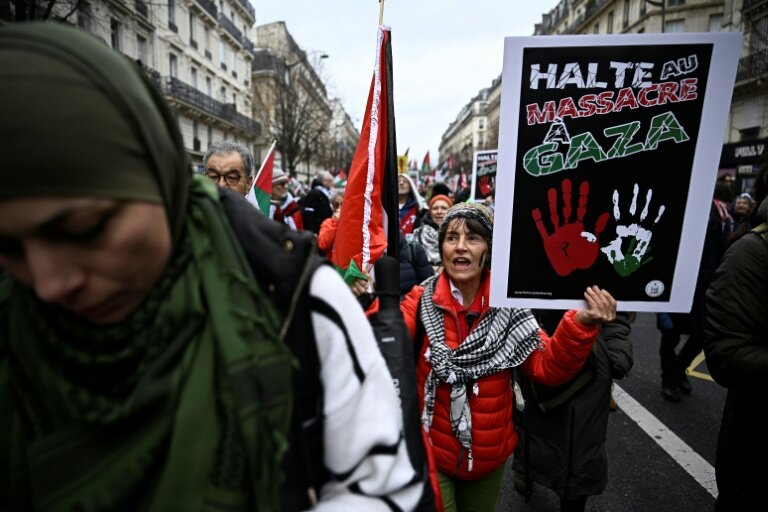 Manifestation en soutien aux Palestiniens de la bande de Gaza, le 29 novembre 2025 à Paris © JULIEN DE ROSA