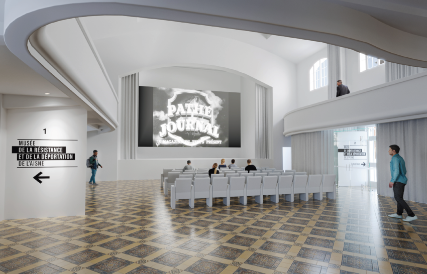 Clin d’œil au passé de la salle, ancien cinéma, un film sera projeté aux visiteurs. (c) Atelier Lab