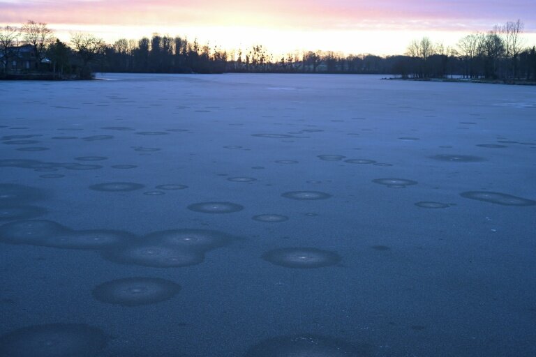 Un étang gelé Hédé-Bazouges, en Ille-et-Vilaine, le 5 janvier 2026 © Damien MEYER