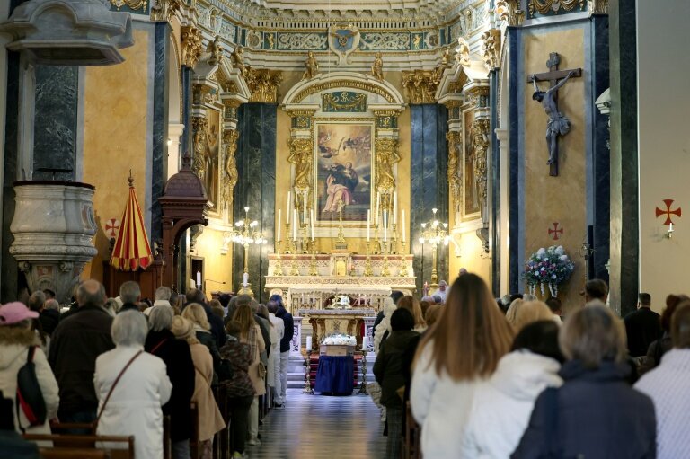Funérailles d'Evelyne Leclercq célébrées à la cathédrale Sainte-Réparate à Nice le 13 janvier 2026 © Valery HACHE