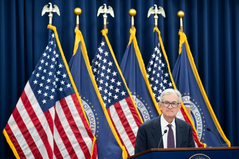 Le président de la Fed, Jerome Powell, lors d'une conférence de presse à Washington, le 28 janvier 2026 © SAUL LOEB