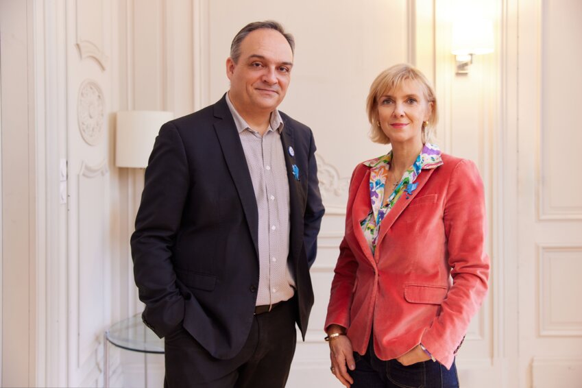 David Ferron, animateur de la French Fab Hauts-de-France et Corinne Molina, cofondatrice de l'entreprise Mäder. ©Lena Heleta 