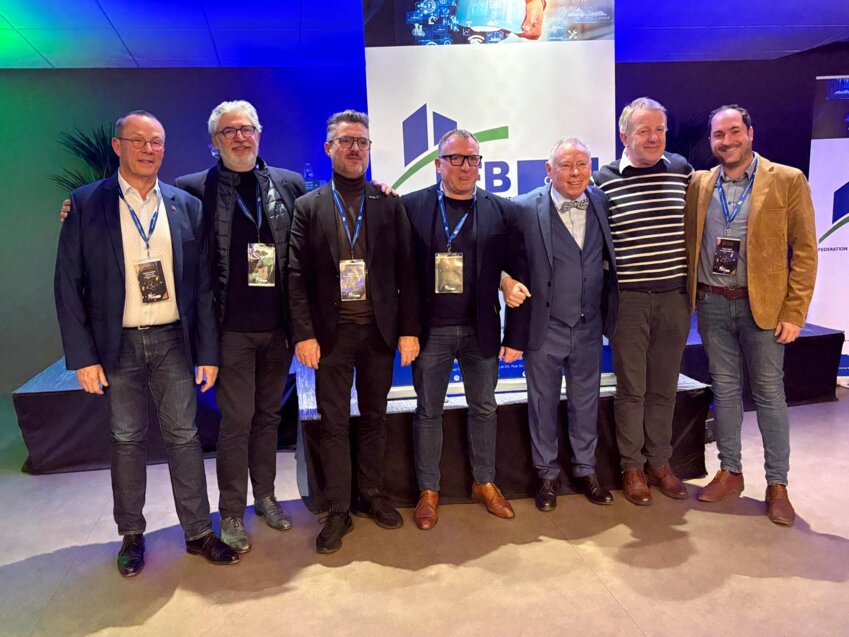  (De g. à dr) Philippe Morin, président Medef Oise, Jérôme Segaert, représentant de Présoa BTP, Sébastien Pain, VP CPME Oise, François Maniette, président de la FFB Aisne, Loïc Lelu, président de la FFB de l'Oise, Luc Smessaert, président de la chambre agriculture de l'Oise et Morgan Isaac, président de la CMA de l'Oise.