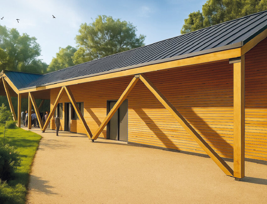 Investissement de 650 000 euros, le nouveau bâtiment d'accueil sera mieux adapté à la fréquentation du parc et à ses usages. © CC Vallée Dorée