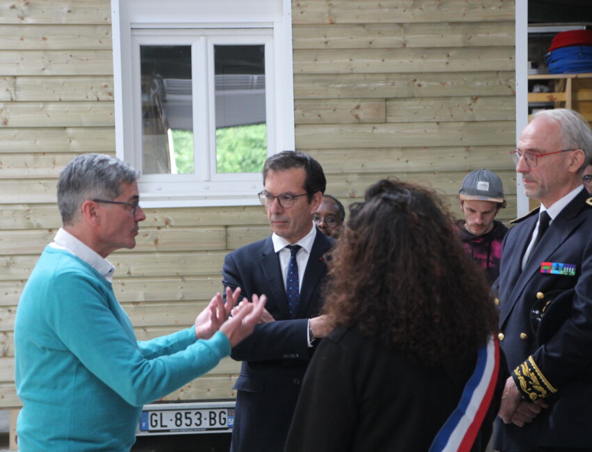 Franck Renaudin, président de la Fabrik à Yoops a accueilli le ministre Jean-Pierre Farandou et la députée Annie Vidal le 21 avril. © Aletheia Press / B.Delabre