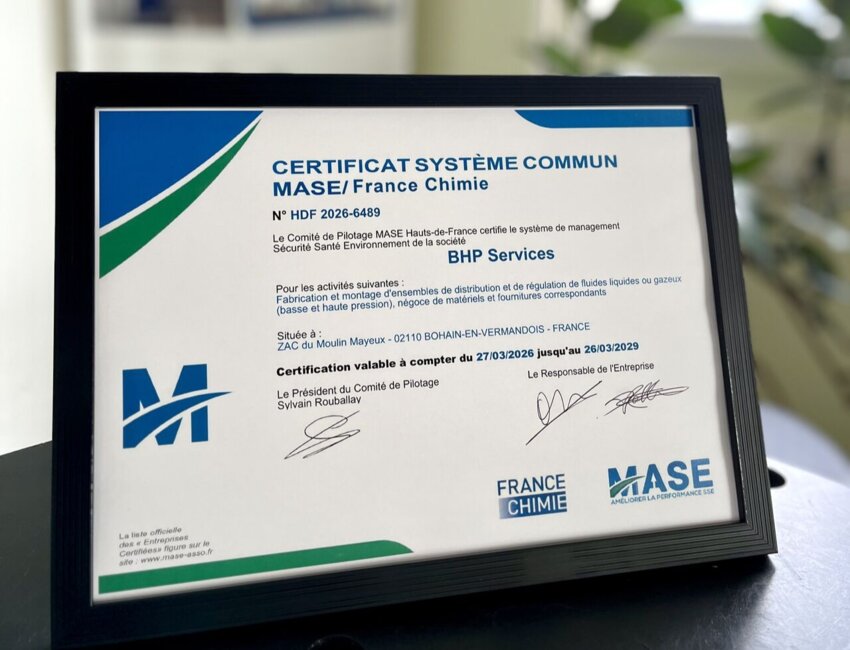 La certification MASE a été obtenue pour la durée maximale de trois ans. (c) BHP Services