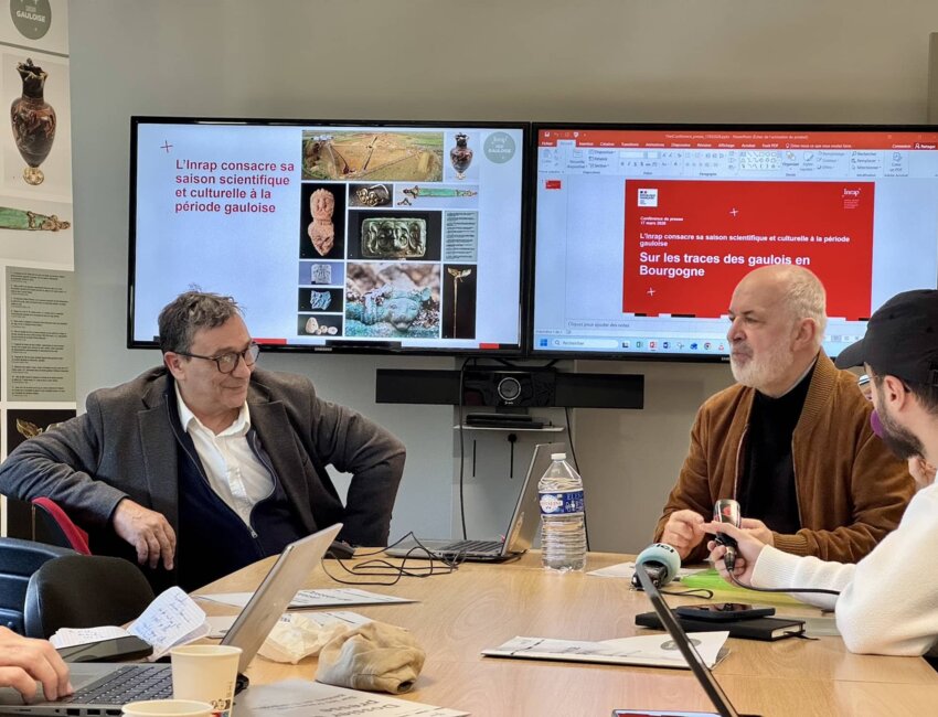 Laurent Vaxelaire, directeur régional et Dominique Garcia, président de l’Inrap. © Aletheia Press / Arnaud Morel