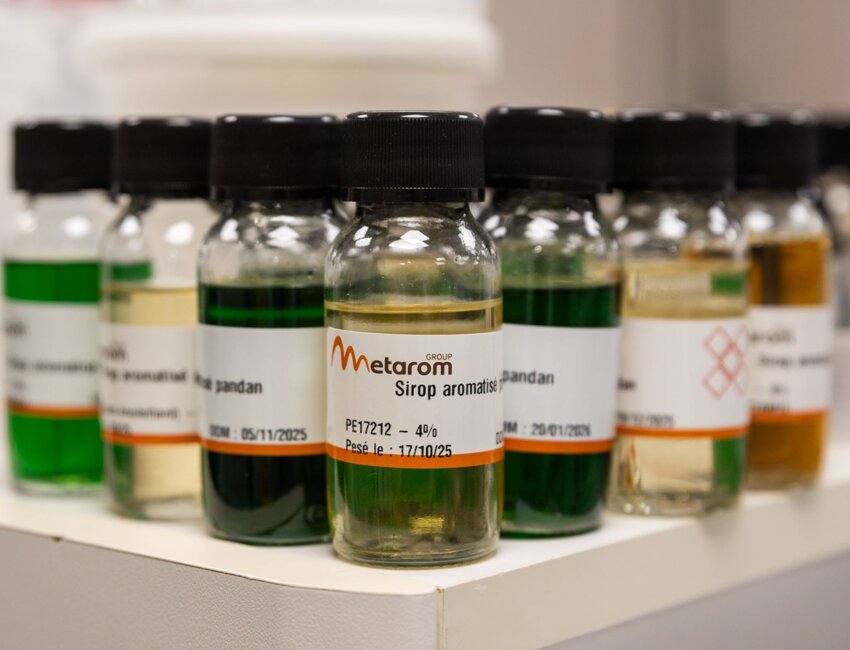 Les solutions aromatisées issues des laboratoires de Metarom. © Éloïse Le Névanic