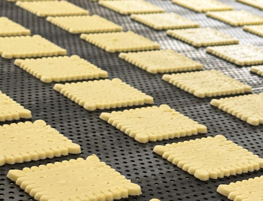 Fabrication de petits beurres sans gluten sur le site de production d’ABCD Nutrition. © ABCD Nutrition