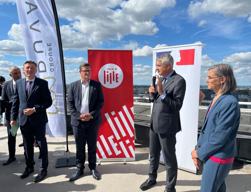 Le préfet du Nord Bertrand Gaume, le maire de Lille Arnaud Deslandes, Frank Mordacq Directeur régional des finances publiques et Sylviane Bourguet Directrice de l’immobilier de l’État.