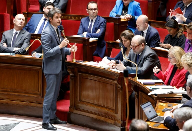 Le Premier ministre Gabriel Attal lors de la séance des Questions au gouvernement, à l'Assemblée nationale à Paris, le 7 mai 2024 © Ludovic MARIN
