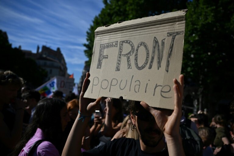 Des responsables de la gauche unie sous la bannière Nouveau Front populaire ont dévoilé vendredi matin les premières mesures de leur programme commun © Nicolas TUCAT