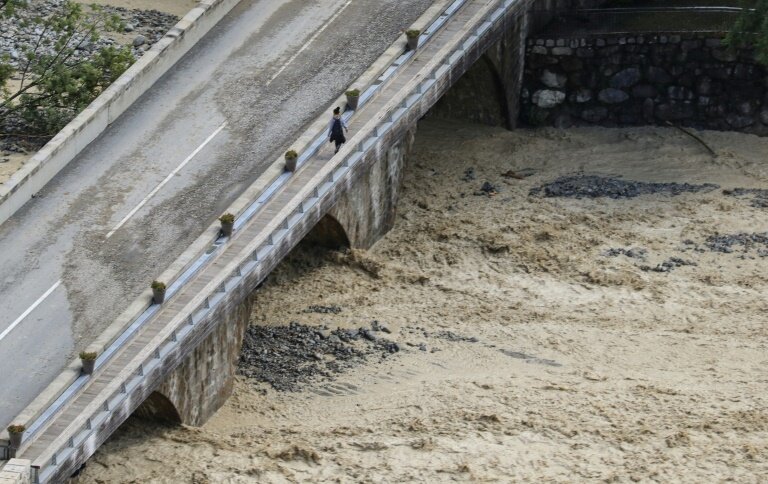 La montée des eaux après les intempéries dans les Alpes-Maritimes à Saint-Martin-Vésubie le 3 octobre 2020 © Valery HACHE