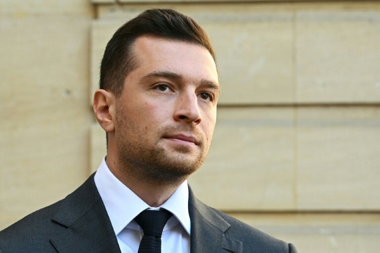 Le président du Rassemblement national, Jordan Bardella, à Paris le 30 avril 2025. © Bertrand GUAY