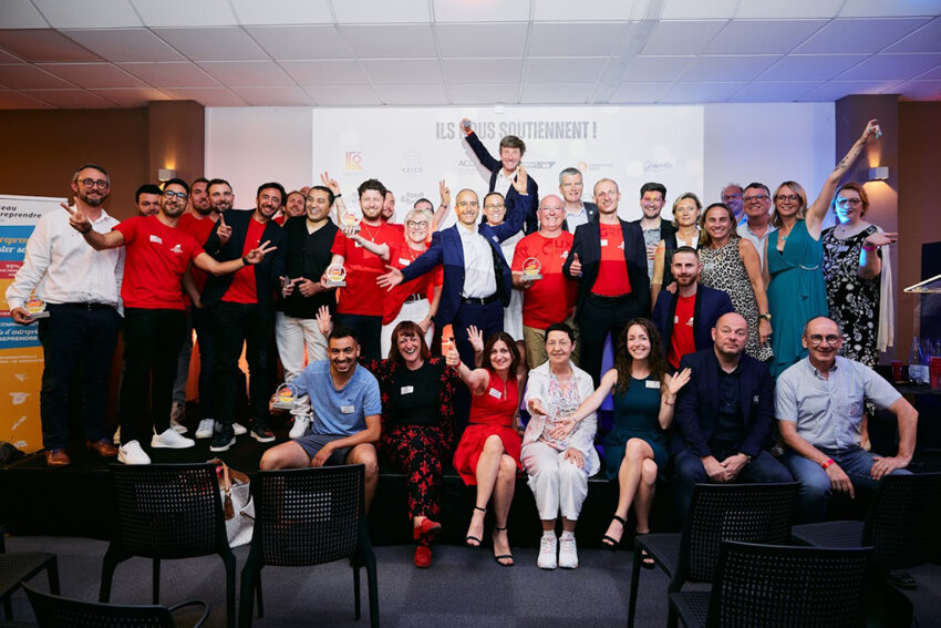 © Réseau Entreprendre Lorraine. Les lauréats de Réseau Entreprendre Lorraine ont été fêtés le 12 à Nancy au Palais des sports Jean Weille.
