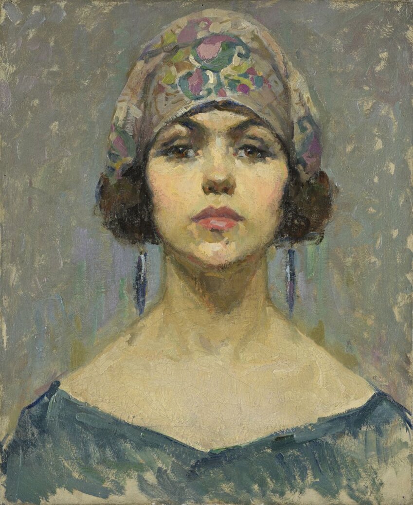 Portrait de femme dit de Mata-Hari ou Autoportrait de l’artiste. 1921. Huile sur toile 46x48 cm. Collection particulière © Alain Leprince