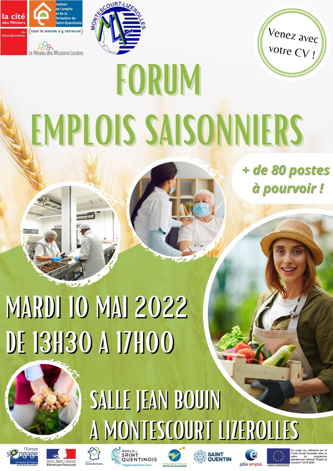 Forum des emplois saisonniers à Montescourt-Lizerolles le 10 mai