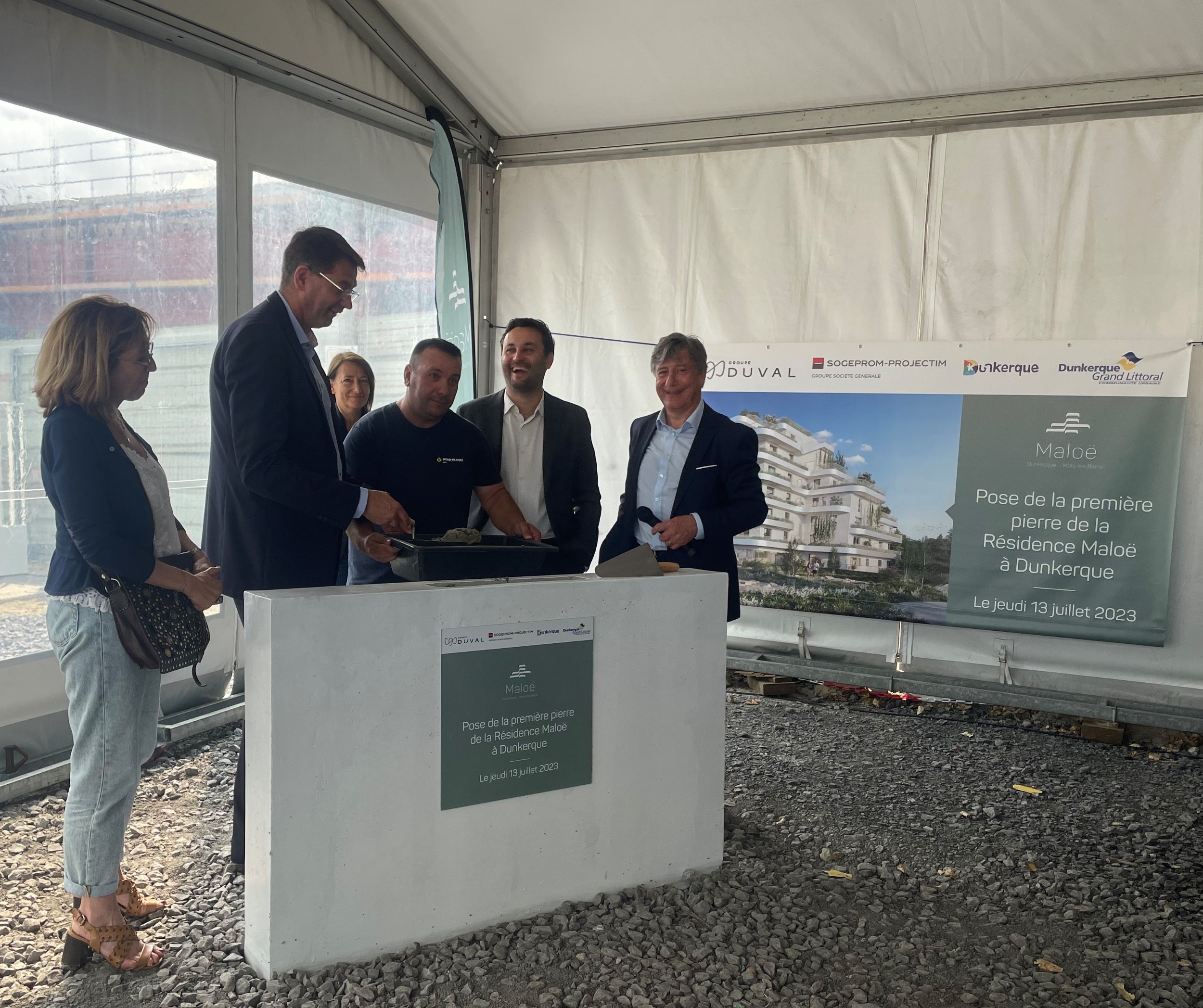 Pose de la première pierre de la résidence Maloë à Dunkerque