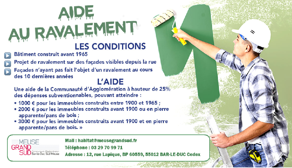 La Communauté d’Agglomération Bar-le-Duc Sud-Meuse lance les primes au ravalement des façades