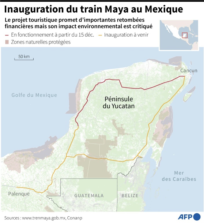 Mexique: inauguration du premier tronçon du chantier controversé de train Maya