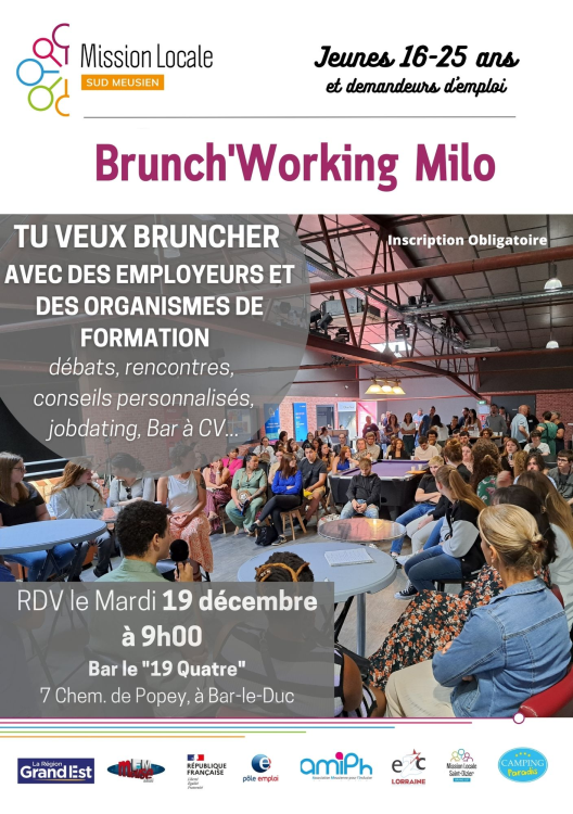 Rencontre Emploi «Brunch Working Milo» à Bar-le-Duc