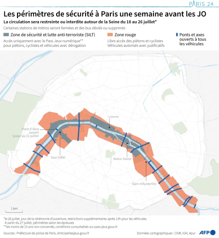 JO-2024: le périmètre de protection de la cérémonie d'ouverture déployé jeudi