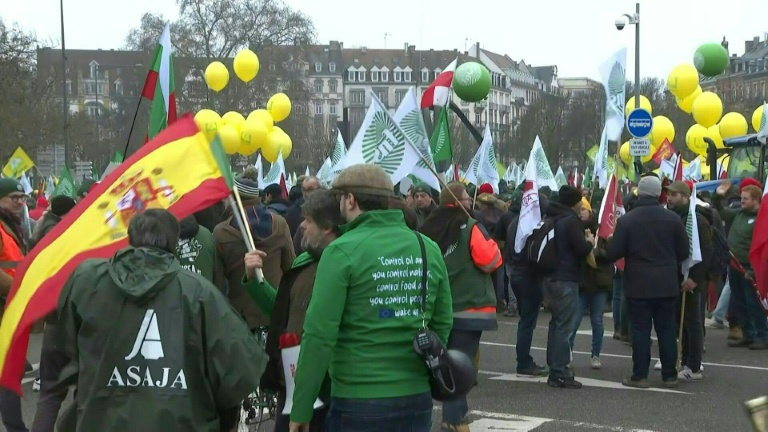 Mercosur: des milliers d'agriculteurs européens en colère à Strasbourg