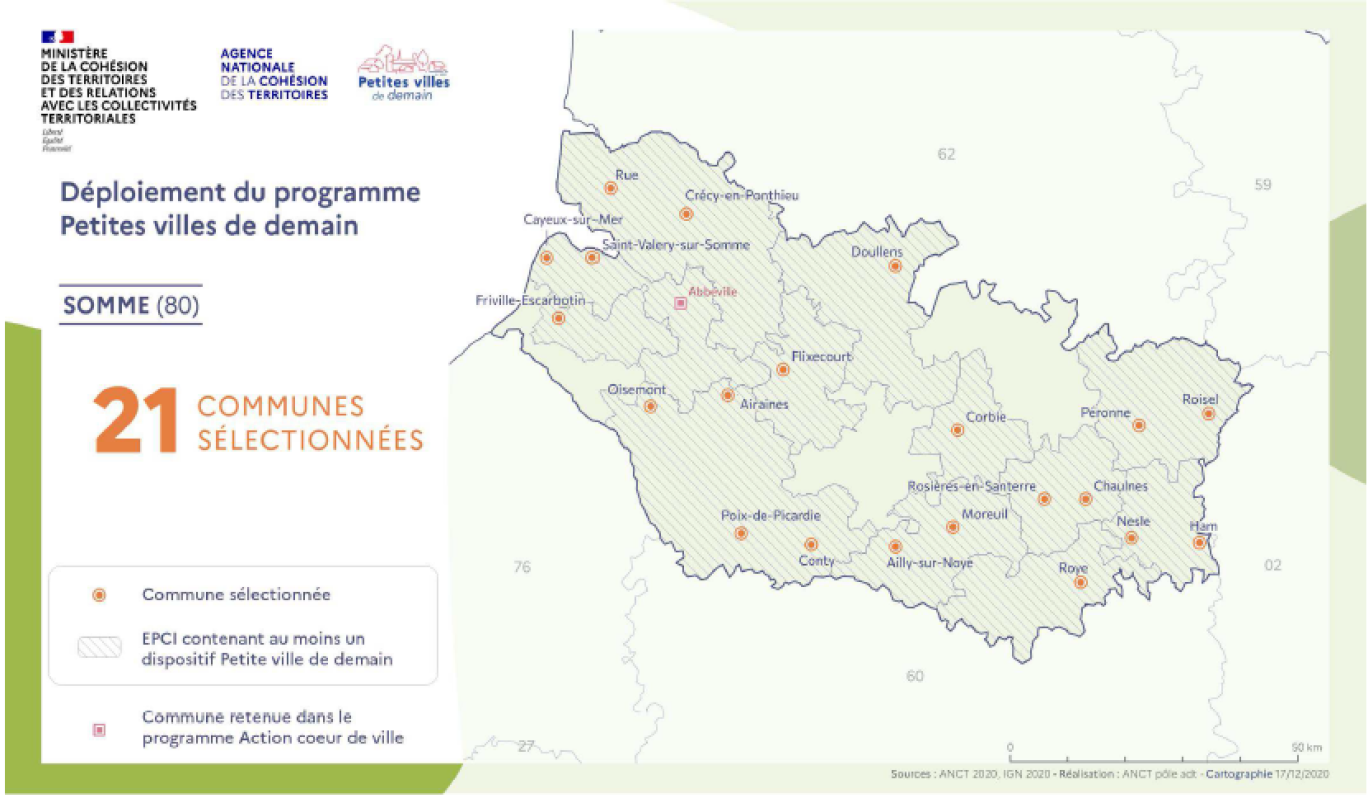 Somme : 21 communes retenues au programme "Petite ville de demain"