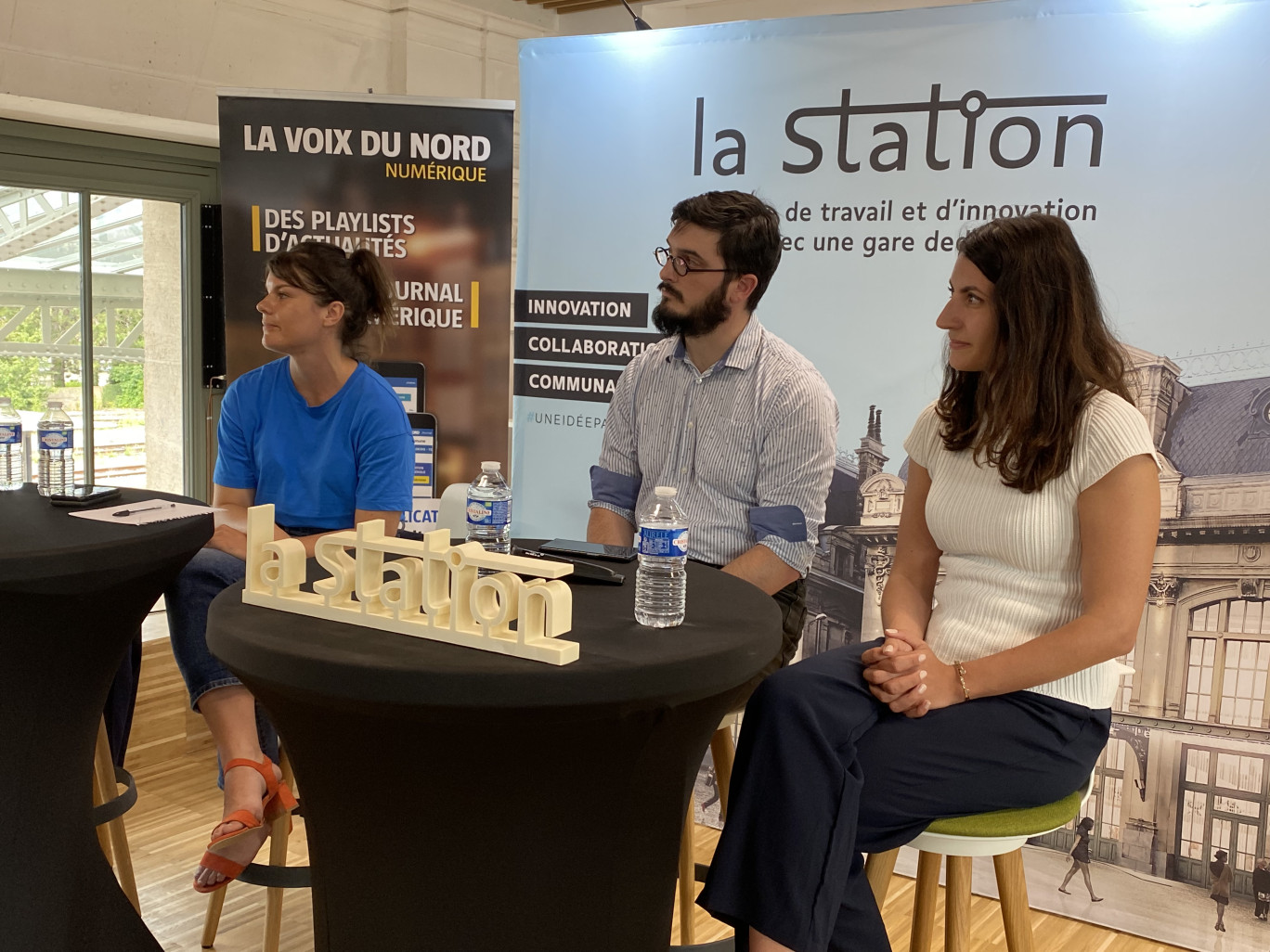 Margot Correard (cofondatrice de Diagrams Technologies), François Migeot (fondateur et directeur technique d’Epeire 3D) et Camille Bolzan (Net zero strategic coordinator à EuraTechnologies) ont relié innovation et environnement. ( © Aletheia Press, O. Prud’homme)