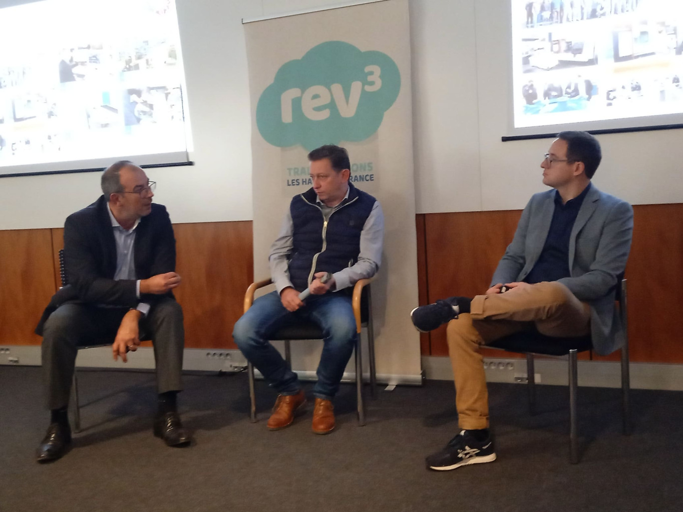 Lors de cette Matinale à Saint-Quentin, Rémy Labou, Directeur général délégué de Lamory et Wald (au centre), a porté témoignage des mesures déjà mises en place avec les salariés de l’entreprise.
