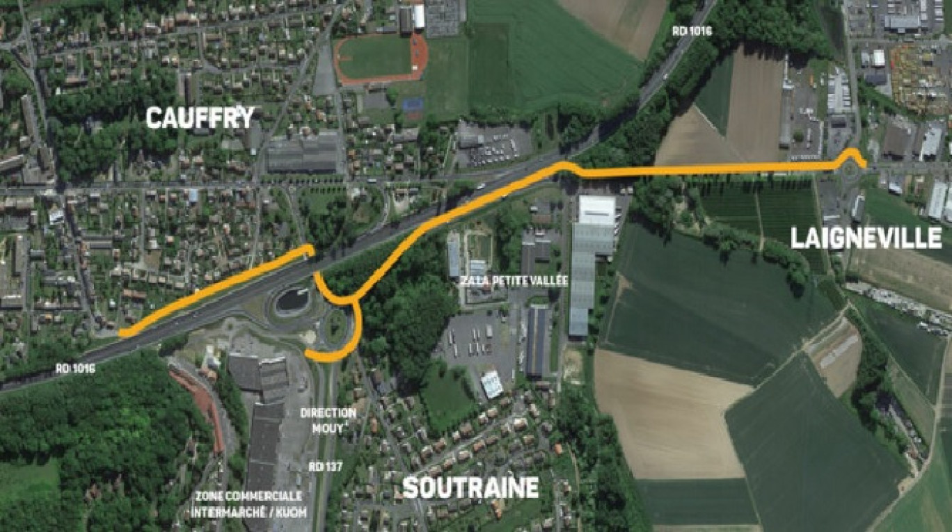 Une nouvelle voie verte, le long de la route départementale RD 1016, reliant les deux communes de Laigneville et Cauffry. ©Communauté de Communes du Liancourtois - la Vallée dorée