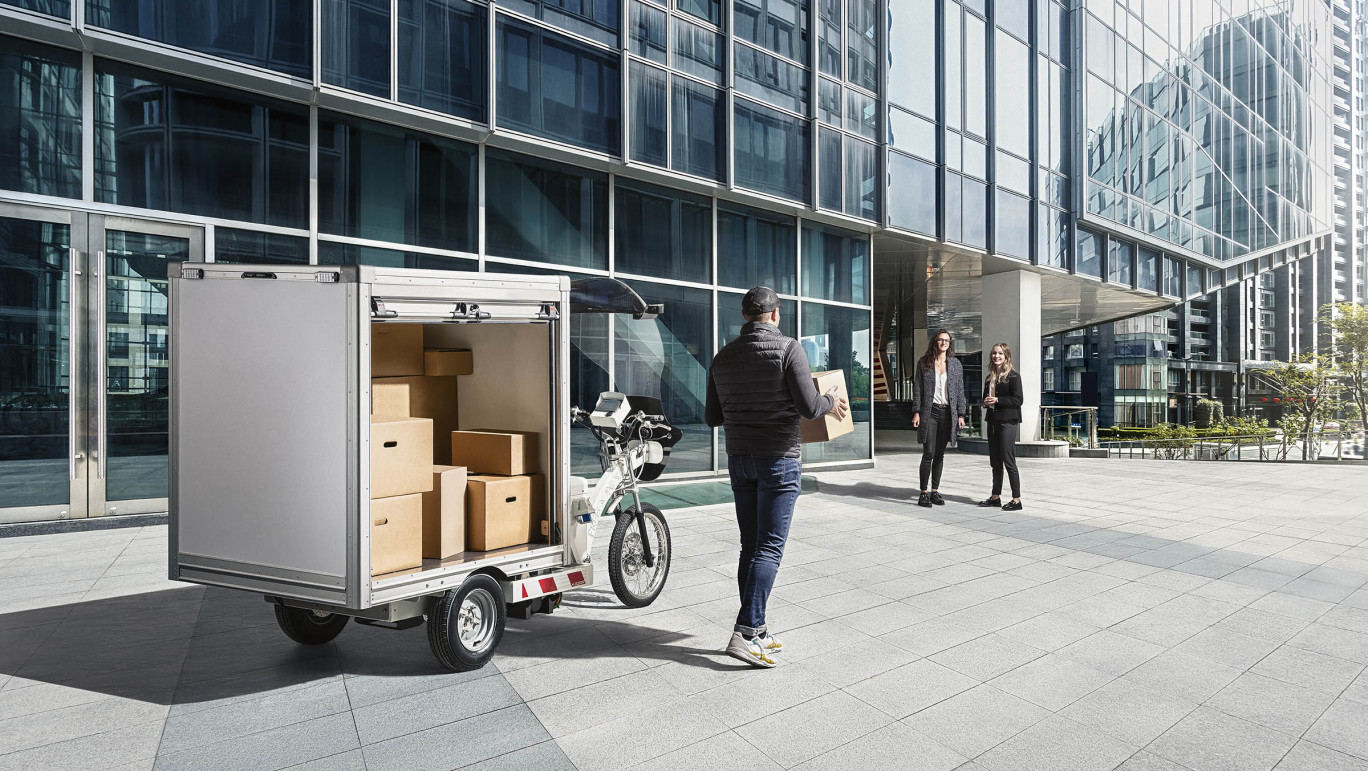 Une des utilisations du vélo-cargo.