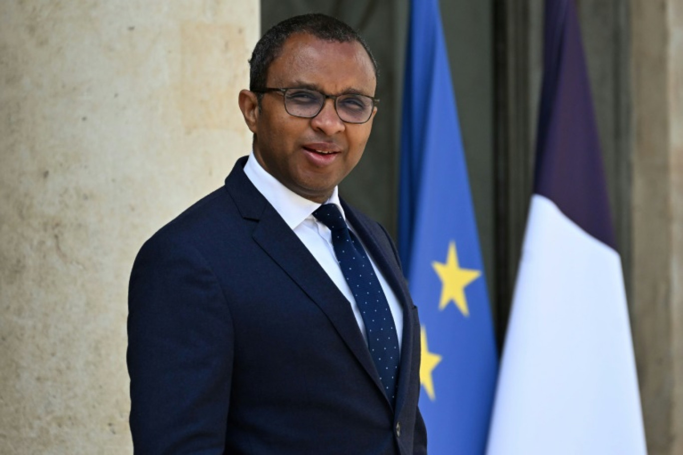 Le ministre de L'Education Pap Ndiaye à la sortie de l'Elysée, le 16 mai 2023 à Paris © Emmanuel DUNAND