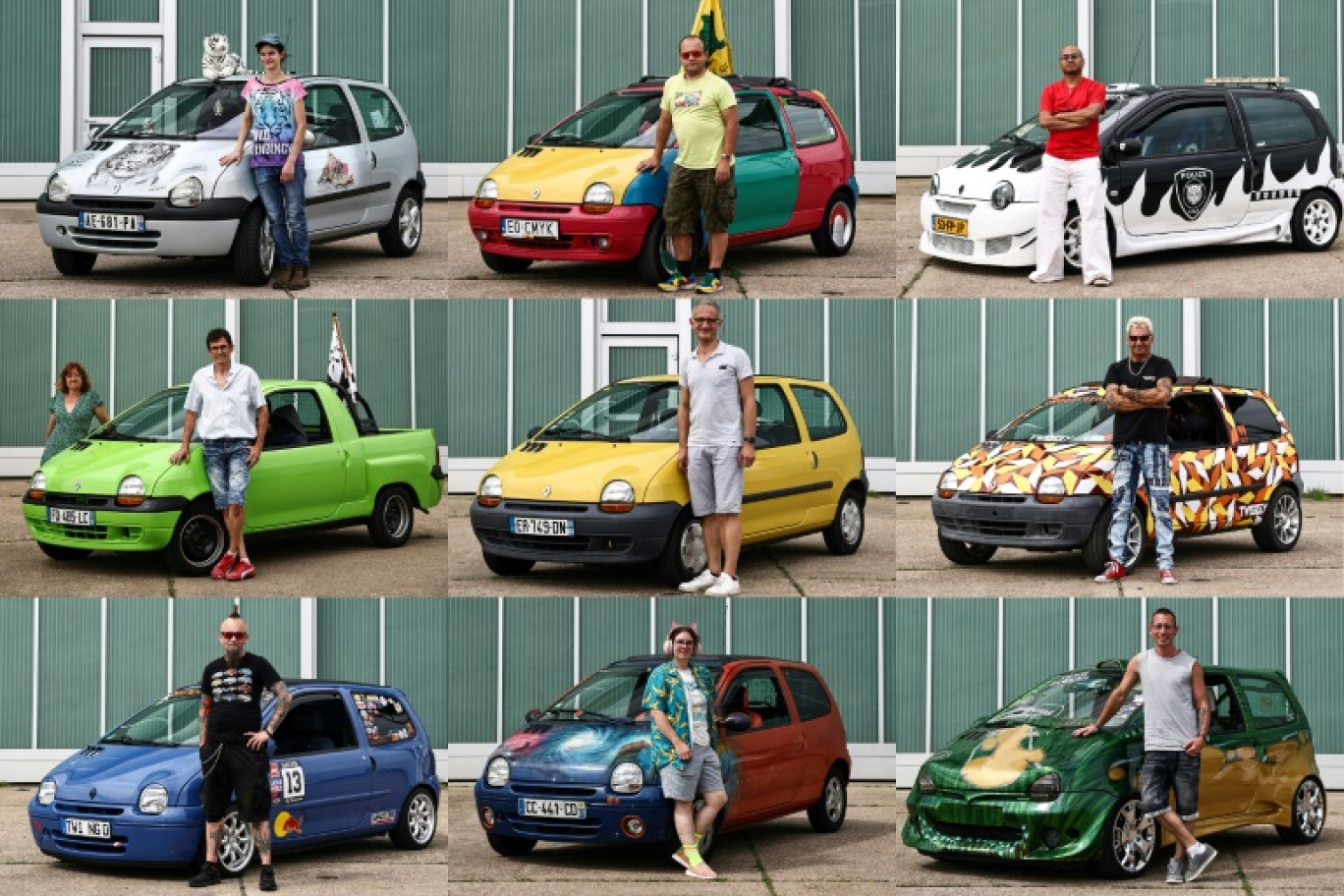 Montage réalisé le 19 août 2023 montrant des passionnés de Twingo rassemblés à l'aérodrome de Chambley-Bussières, en Meurthe-et-Moselle, à l'occasion des 30 ans de la petite Renault © SEBASTIEN BOZON