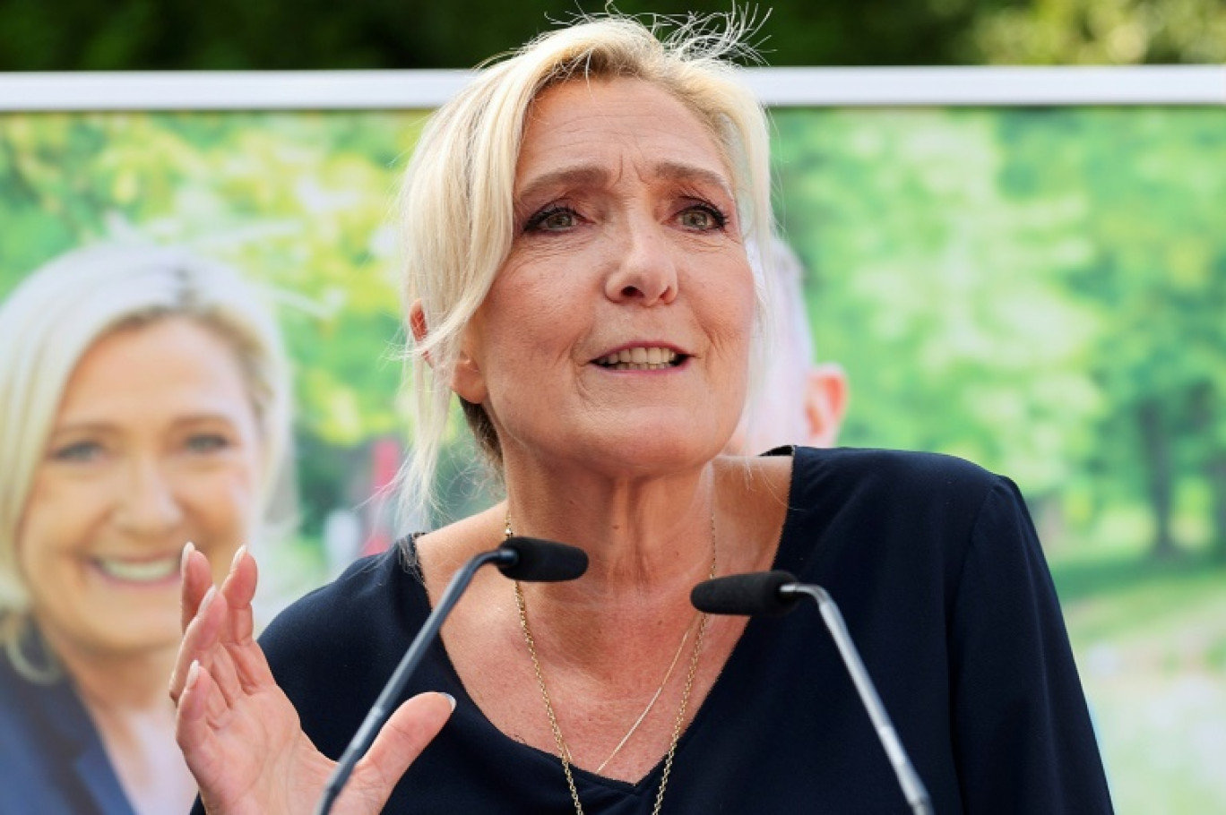 Marine le Pen, cheffe de file des députés du Rassemblement national, le 10 septembre 2023 à Hénin-Beaumont, dans le Pas-de-Calais © FRANCOIS LO PRESTI